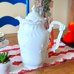 Vintage White Porcelain Coffee or Tea Pot